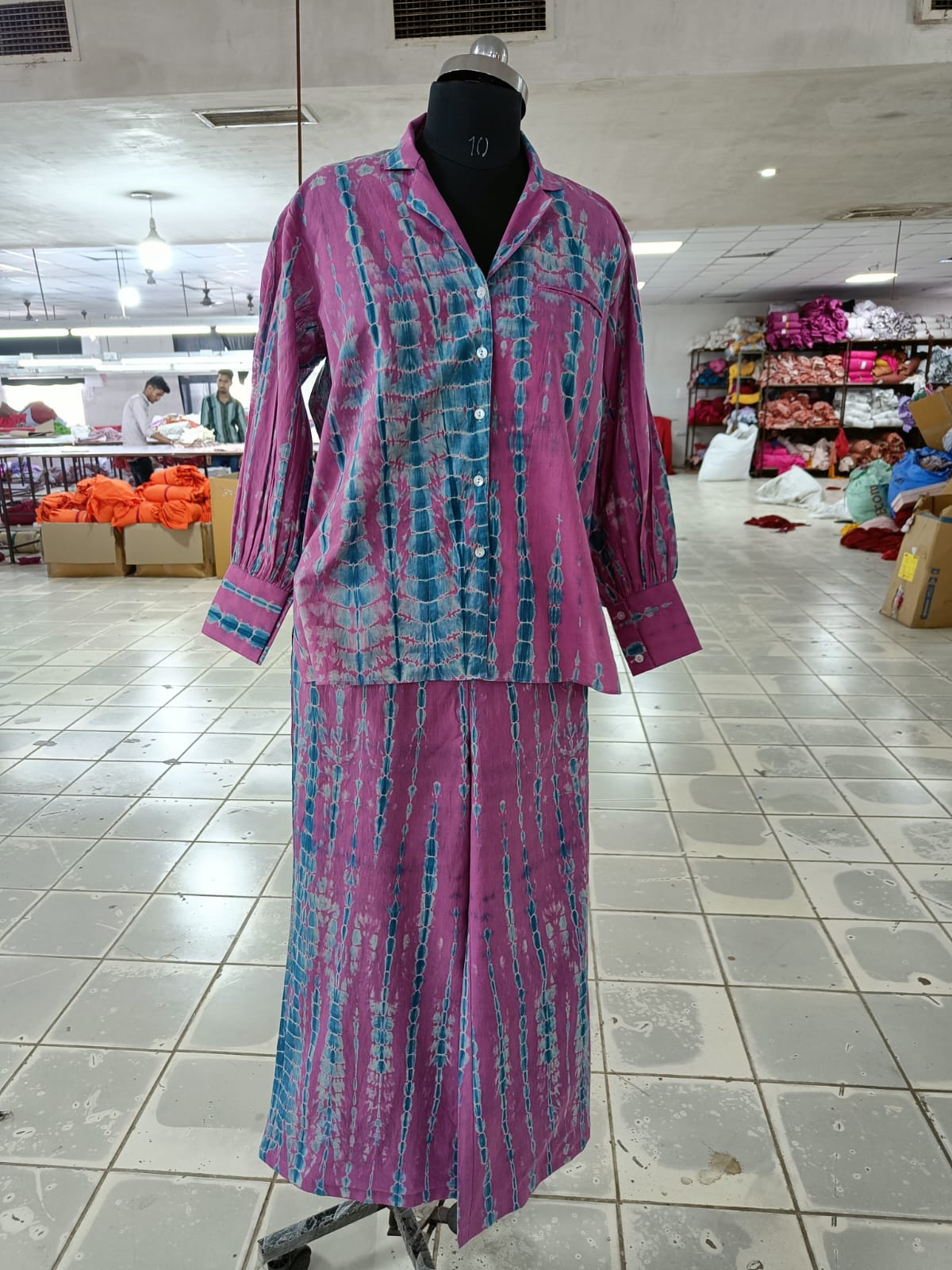 Magenta Blue Shibori Coord Set